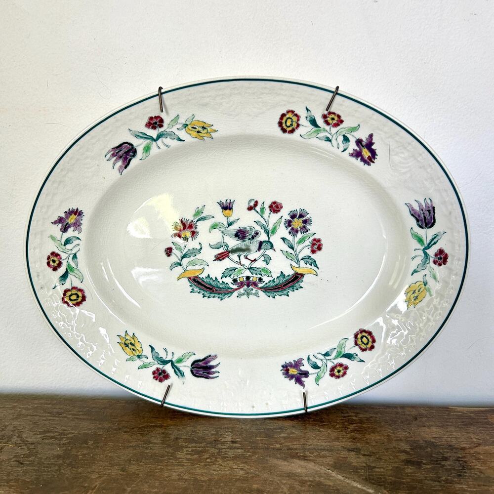 Antique Victorian Mason's Old Ivory Cherry Thief Decorative Hanging Plate